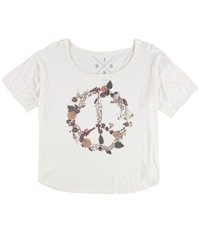 Jedidiah Womens Floral Peace Sign Graphic T-Shirt, TW2