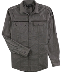 I-N-C Mens Non-Leather Trim Button Up Shirt
