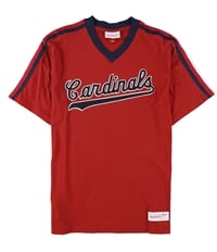 Mitchell & Ness Mens Cardinals V-Neck Embellished T-Shirt