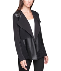 Calvin Klein Womens Flyaway Faux-Leather Jacket