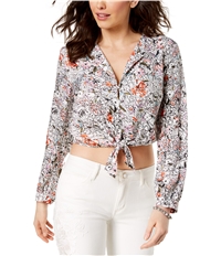 Guess Womens Tie Front Button Down Blouse