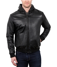 William Rast Mens Leather Hoodie Jacket