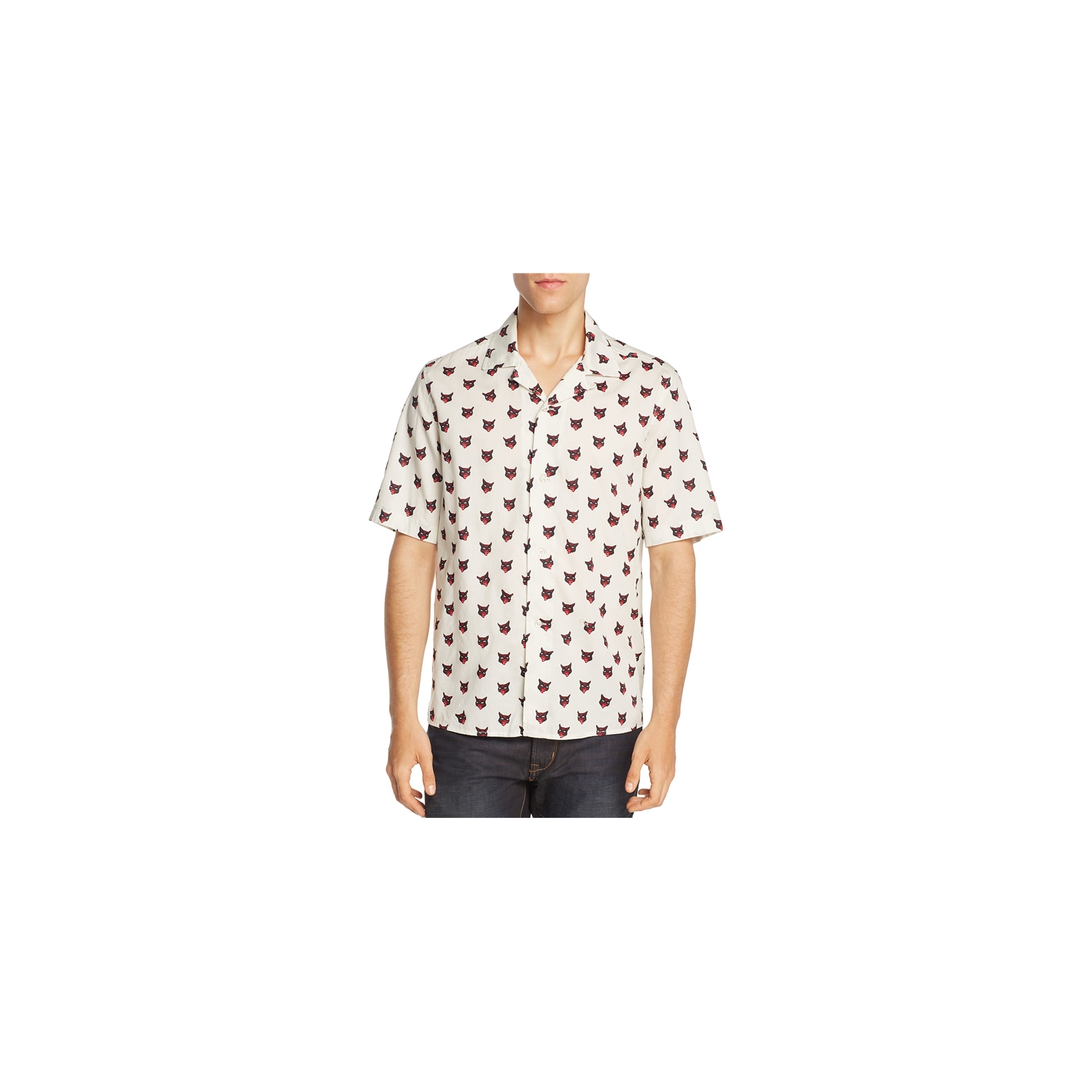Cat print deals button down shirt