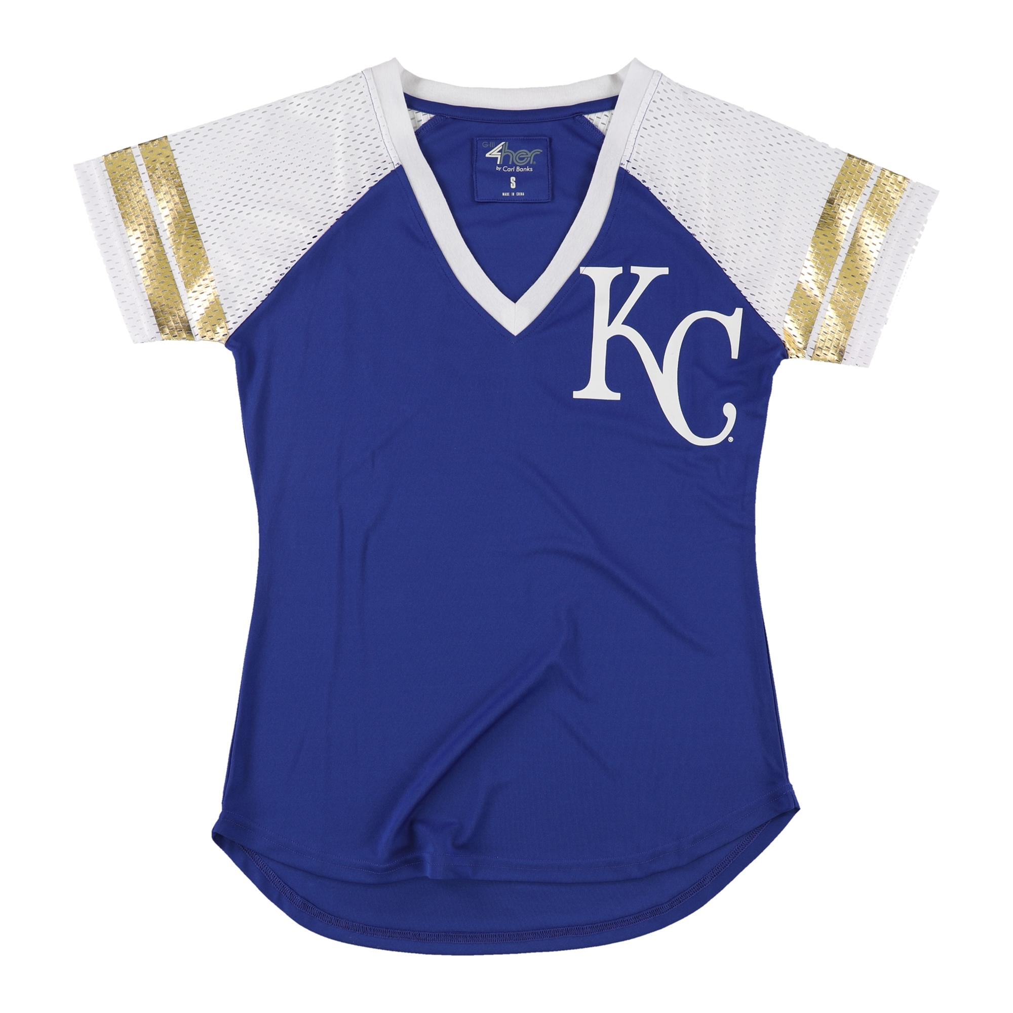 Women's G-III 4Her by Carl Banks White Kansas City Royals Baseball V-Neck Fitted T-Shirt Size: Small