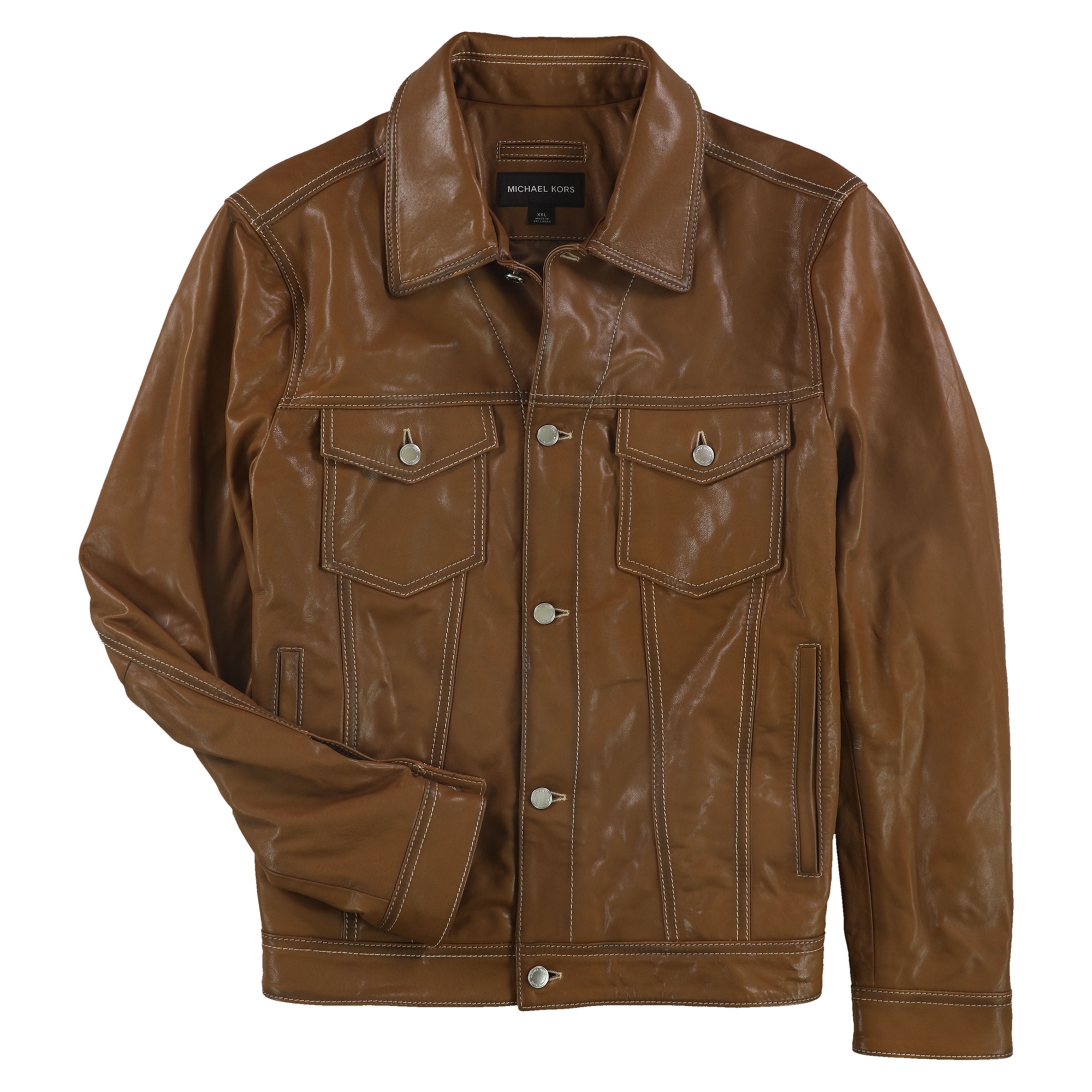 Buy a Mens Michael Kors Burnished Leather Jacket Online 