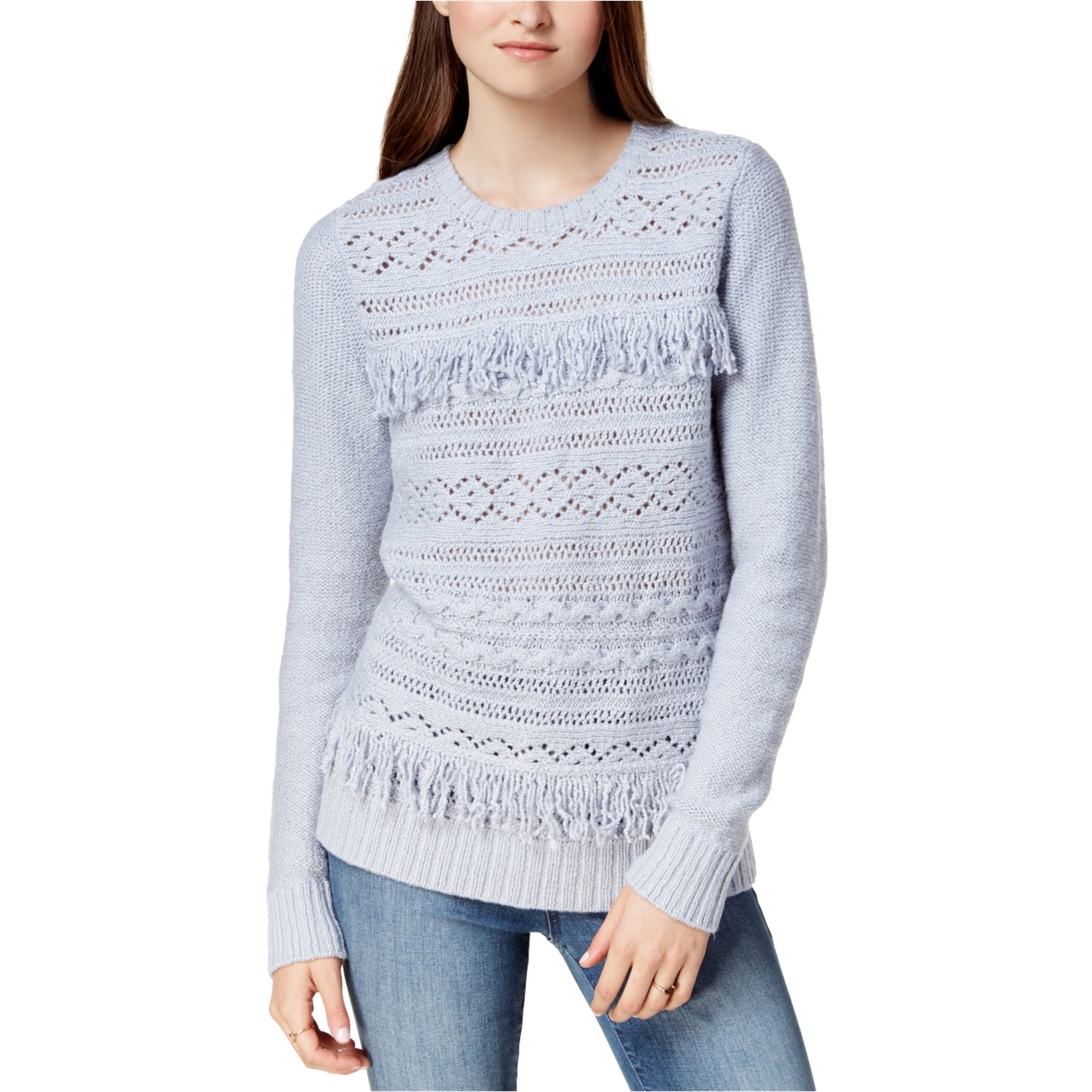Buy a Womens Kensie Fringe Trim Knit Sweater Online | TagsWeekly.com