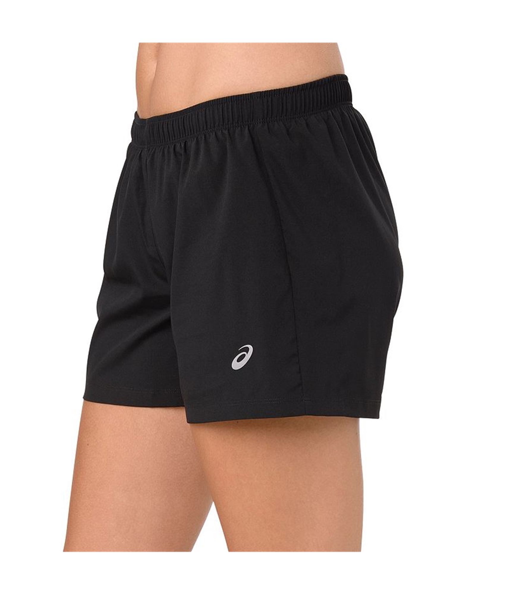 Женские 4-дюймовые спортивные шорты Asics с серебряным логотипом для тренировок