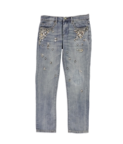 [Blank NYC] Womens Embellished Girlfriend Cropped Jeans