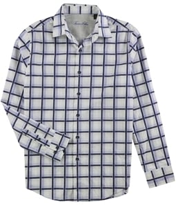 Tasso Elba Mens Windowpane Button Up Shirt