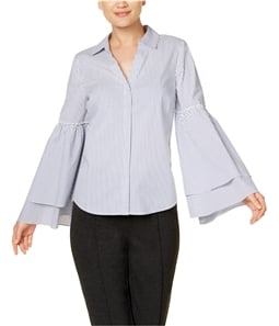 I-N-C Womens Tiered Bell Sleeve Button Up Shirt