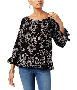 I-N-C Womens Floral Knit Blouse
