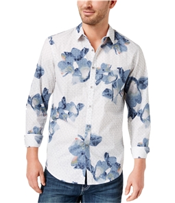 I-N-C Mens Geometric Floral Button Up Shirt