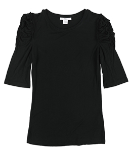 bar III Womens Runched Shoulder Basic T-Shirt