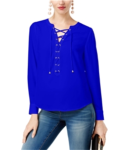 I-N-C Womens Lace-Up Knit Blouse