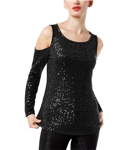 I-N-C Womens Sequined Knit Blouse