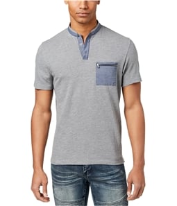 I-N-C Mens Contrast Pocket Henley Shirt