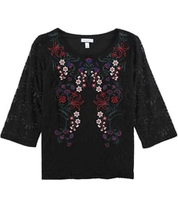 Charter Club Womens Embroidered Lace Pullover Blouse