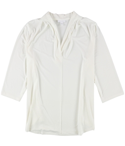 Charter Club Womens Pleated V-Neck Knit Blouse