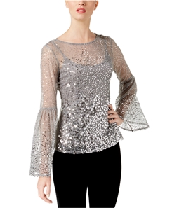 I-N-C Womens Sequinned Knit Blouse