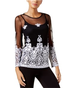 I-N-C Womens Embroidered Pullover Blouse