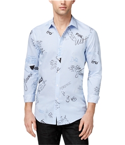 I-N-C Mens Printed Button Up Shirt