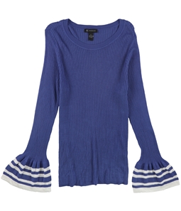 I-N-C Womens Striped Bell Sleeves Pullover Sweater