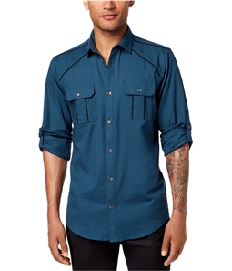 I-N-C Mens Piped Button Up Shirt