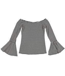 bar III Womens Striped Off the Shoulder Blouse