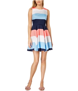 maison Jules Womens Colorblocked A-line Fit & Flare Dress