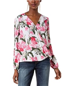 I-N-C Womens Floral Split Sleeve Pullover Blouse