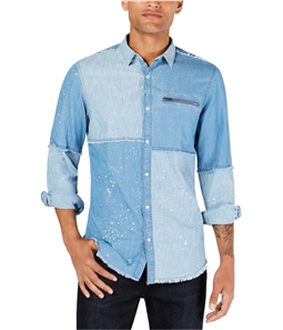 I-N-C Mens Paint Spatter Button Up Shirt