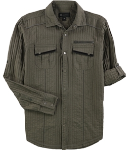 I-N-C Mens Textured Utility Button Up Shirt