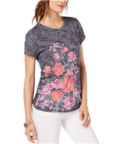 I-N-C Womens Floral Burnout Graphic T-Shirt