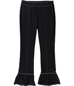 I-N-C Womens Contrast Stitch Ruffle Casual Trouser Pants