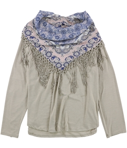 Style & Co. Womens Fringed Scarf Pullover Blouse