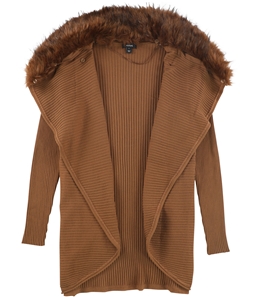 Alfani Womens Removable Faux Fur Cardigan Sweater