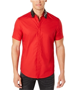 I-N-C Mens Sequin Collar Button Up Shirt