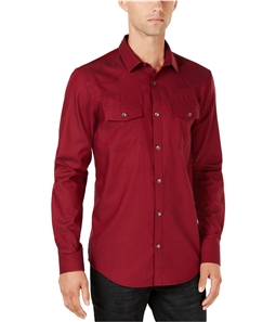 I-N-C Mens Solid Button Up Shirt