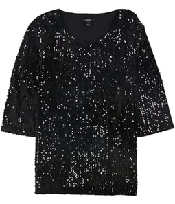 Alfani Womens Sequined Pullover Blouse