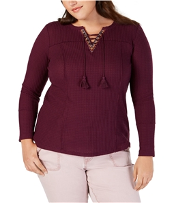 Style & Co. Womens Lace-Up Thermal Blouse