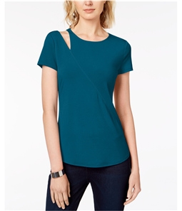 I-N-C Womens Cutout Shoulder Basic T-Shirt