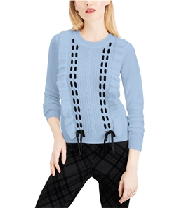 maison Jules Womens Ruffle Lace Pullover Sweater