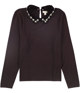 maison Jules Womens Embellished Pullover Sweater