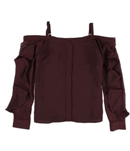 bar III Womens Solid Button Down Blouse