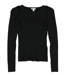bar III Womens Cutout Ribbed Pullover Sweater