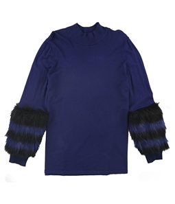 Alfani Womens Faux Fur Cuff Pullover Sweater