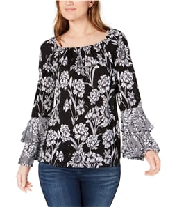 I-N-C Womens Floral tiered Peasant Blouse