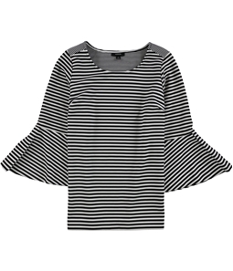 Alfani Womens Striped Bell Sleeve Pullover Blouse