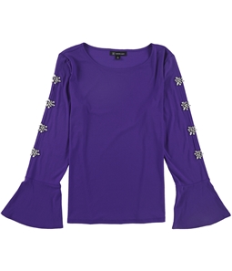 I-N-C Womens Embellished-Sleeve Pullover Blouse