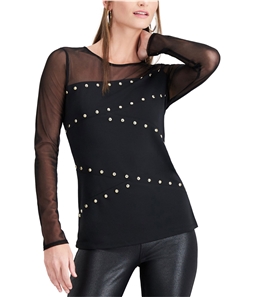 I-N-C Womens Embellished Illusion Pullover Blouse